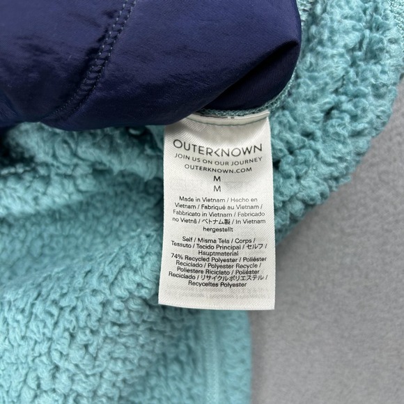Outerknown Jacket Mens Medium Teal Sherpa Fleece Snap‎ Front Shirt Shacket Coat - Picture 3 of 7